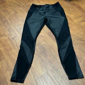 RBX Reboox Faux Leather look Mesh Design Yoga Pants Leggings